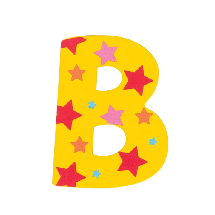 Decoratieletter - B - Hout - 7cm - Geel