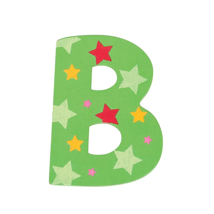 Decoratieletter - B - Hout - 7cm - Groen