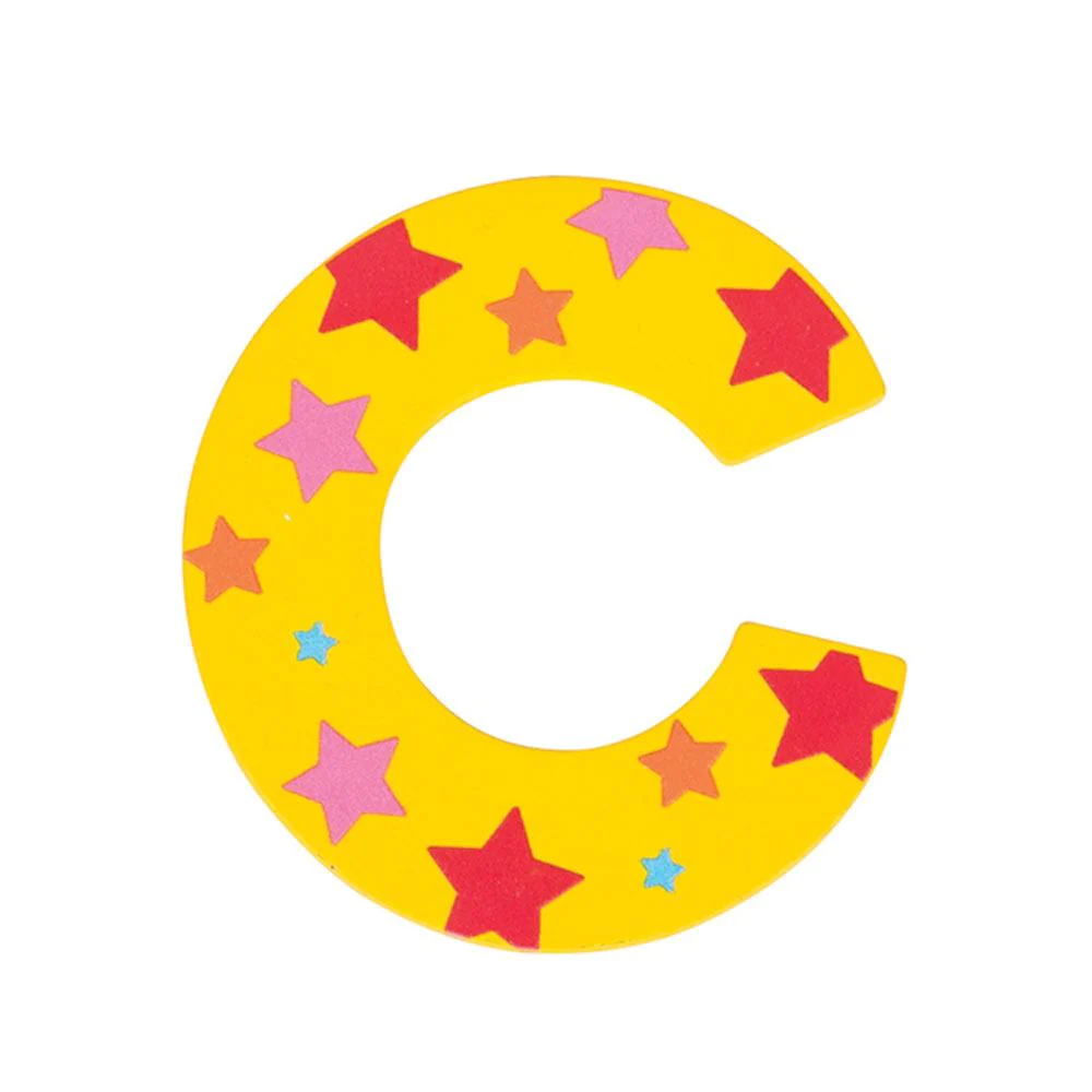 Decoratieletter - C - Hout - 7cm - Geel