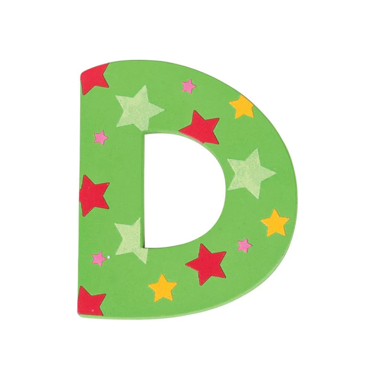 Decoratieletter - D - Hout - 7cm - Groen