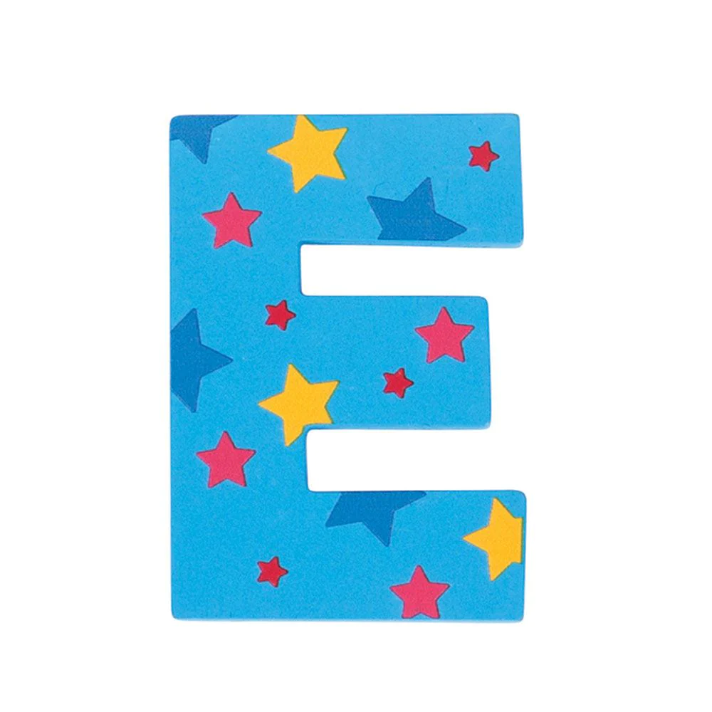 Decoratieletter - E - Hout - 7cm - Blauw