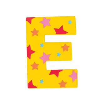 BigJigs Decoratieletter - E - Hout - 7cm - Geel