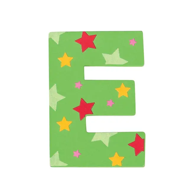 BigJigs Decoratieletter - E - Hout - 7cm - Groen