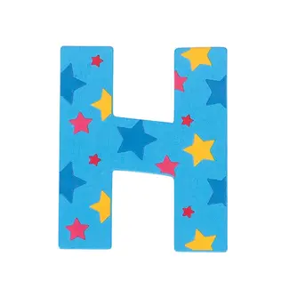 BigJigs Decoratieletter - H - Hout - 7cm - Blauw