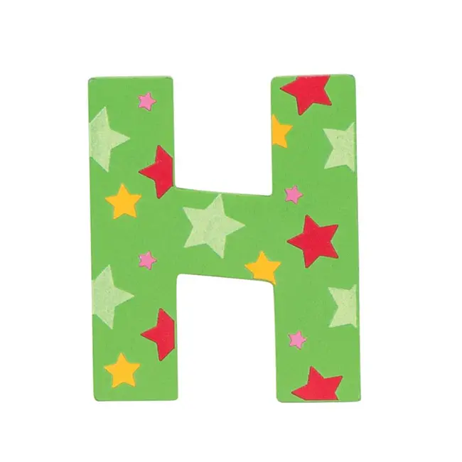 BigJigs Decoratieletter - H - Hout - 7cm - Groen