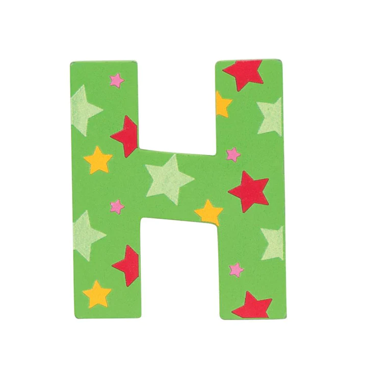 Decoratieletter - H - Hout - 7cm - Groen