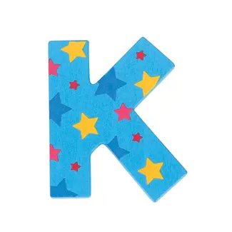 BigJigs Decoratieletter - K - Hout - 7cm - Blauw