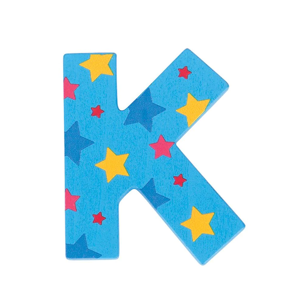 Decoratieletter - K - Hout - 7cm - Blauw