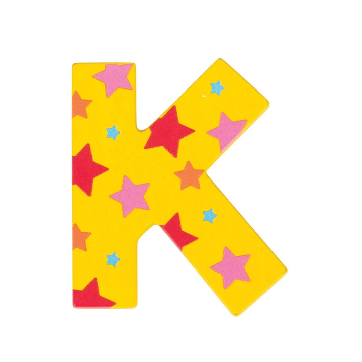 Decoratieletter - K - Hout - 7cm - Geel
