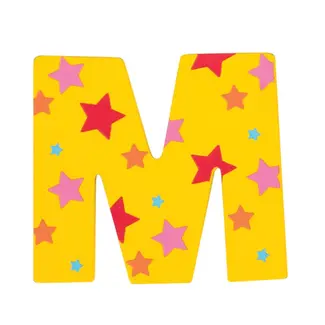 BigJigs Decoratieletter - M - Hout - 7cm - Geel