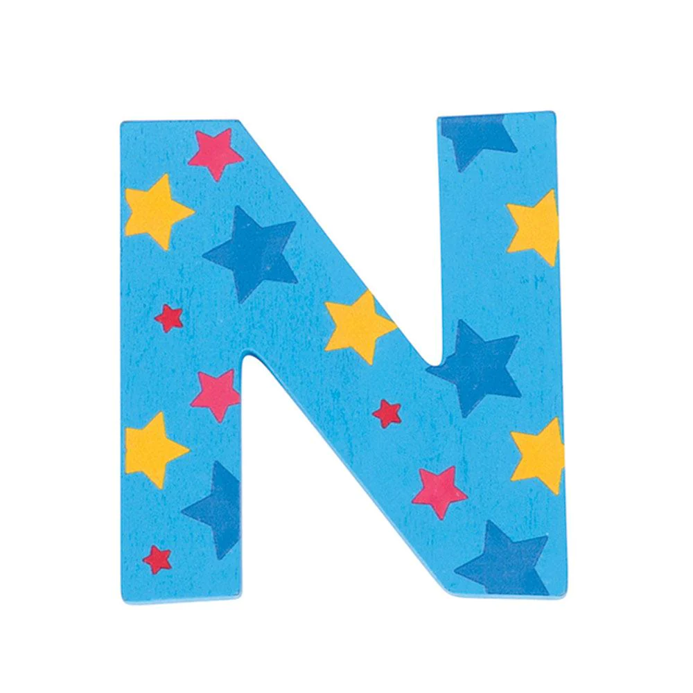 Decoratieletter - N - Hout - 7cm - Blauw