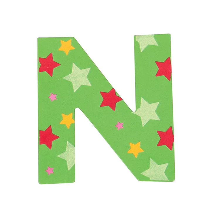 Decoratieletter - N - Hout - 7cm - Groen