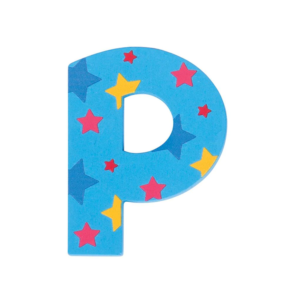 Decoratieletter - P - Hout - 7cm - Blauw