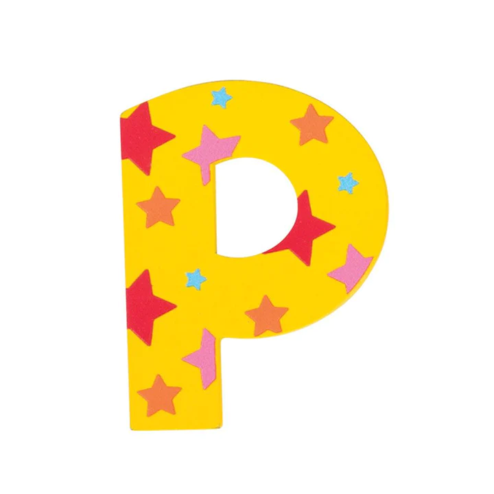 Decoratieletter - P - Hout - 7cm - Geel