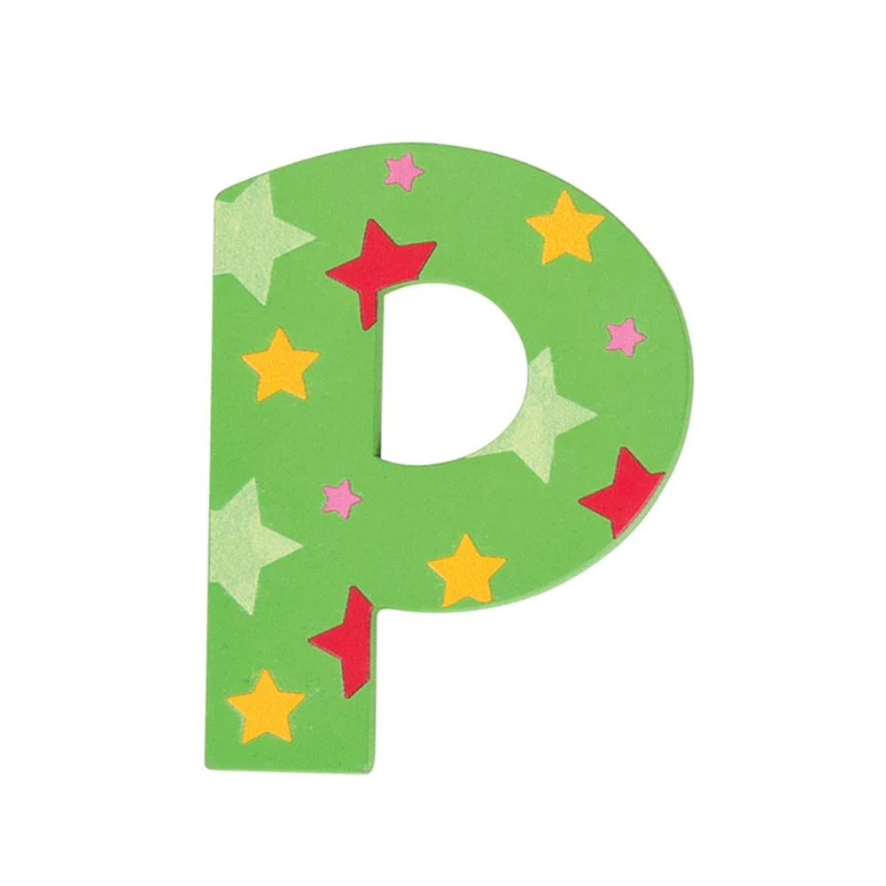 Decoratieletter - P - Hout - 7cm - Groen