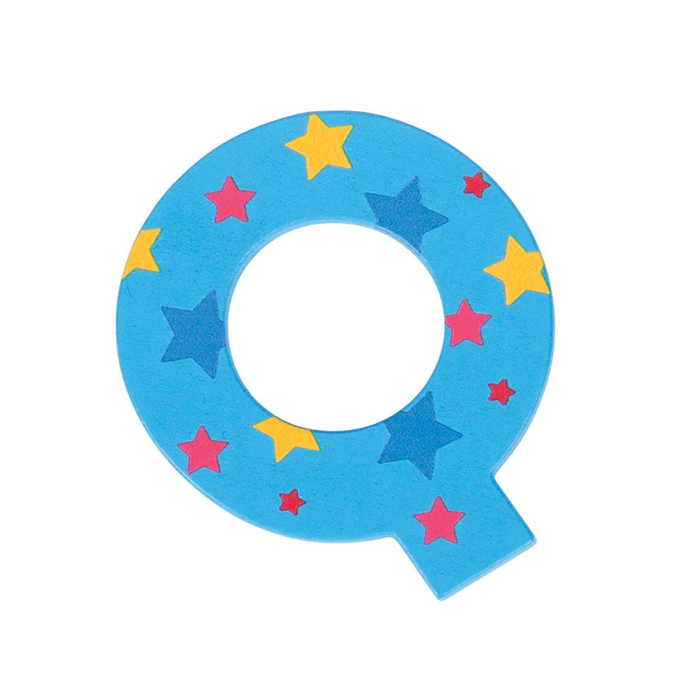 Decoratieletter - Q - Hout - 7cm - Blauw