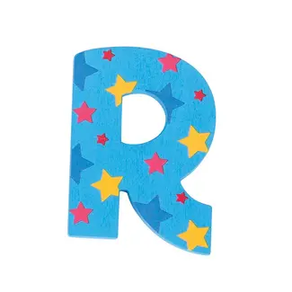 BigJigs Decoratieletter - R - Hout - 7cm - Blauw