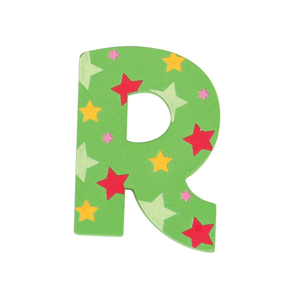 Decoratieletter - R - Hout - 7cm - Groen