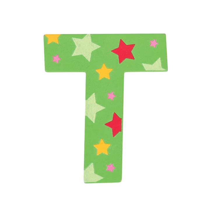 Decoratieletter - T - Hout - 7cm - Groen