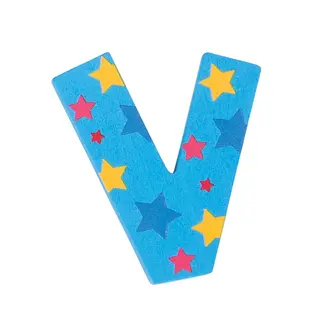 BigJigs Decoratieletter - V - Hout - 7cm - Blauw