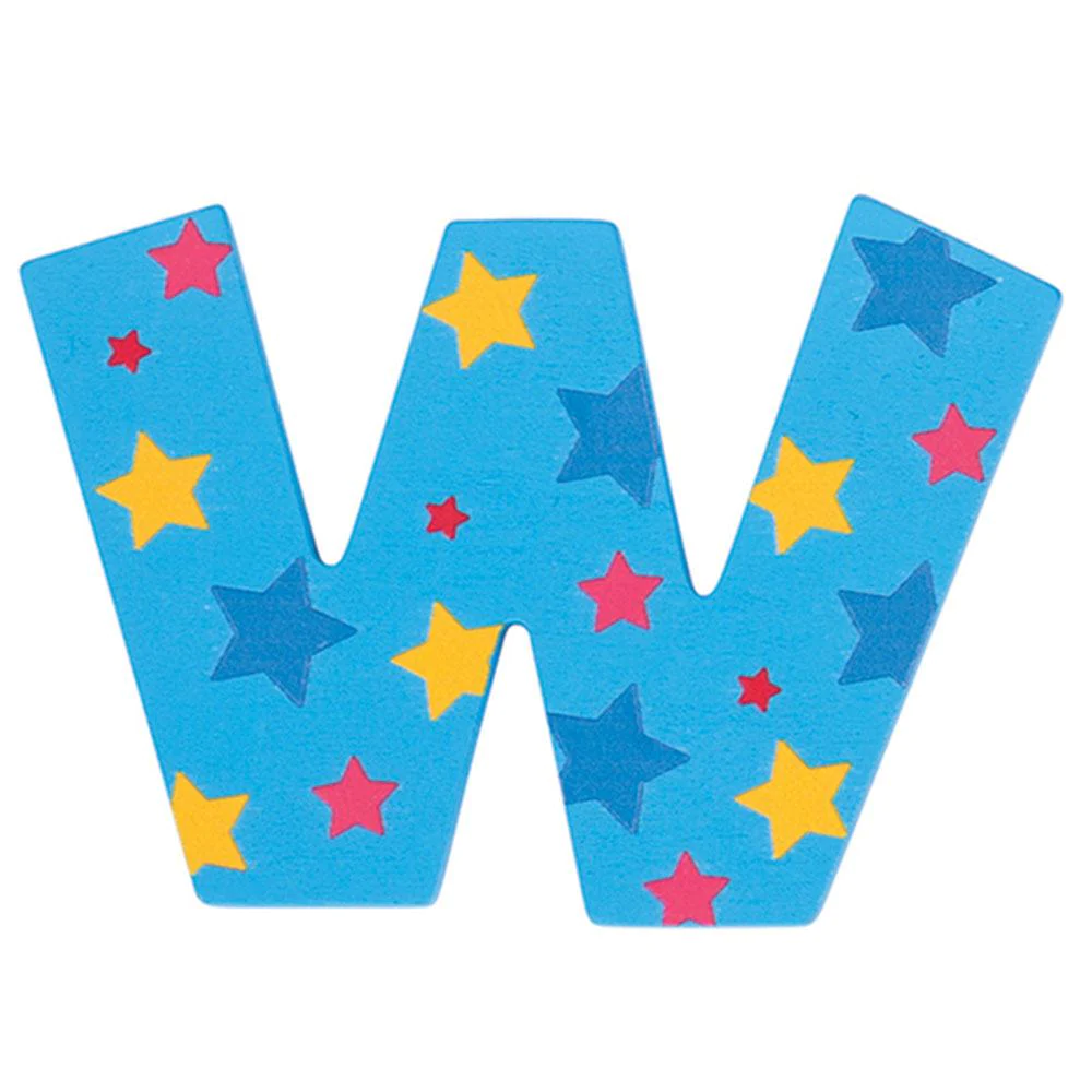 Decoratieletter - W - Hout - 7cm - Blauw