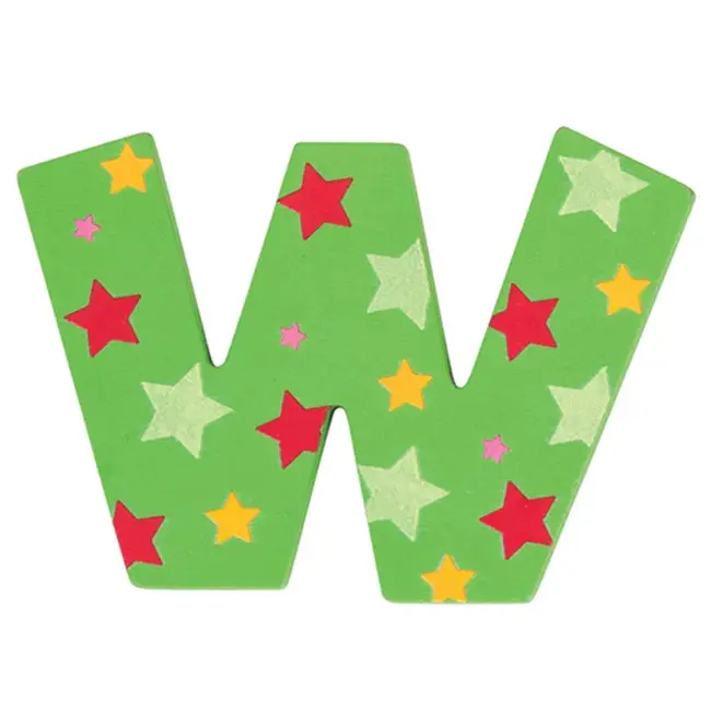 BigJigs Decoratieletter - W - Hout - 7cm - Groen