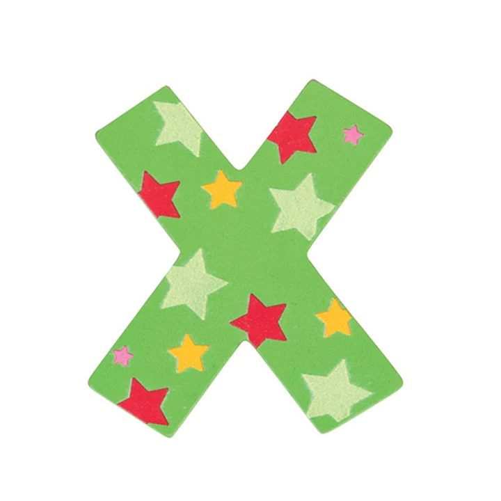 Decoratieletter - X - Hout - 7cm - Groen