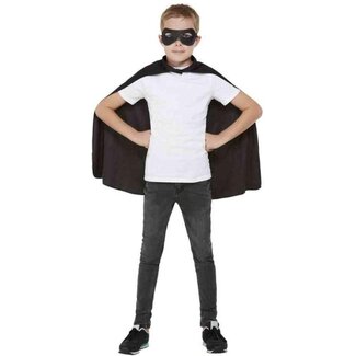 Smiffys Zwarte cape plus oogmasker - kind