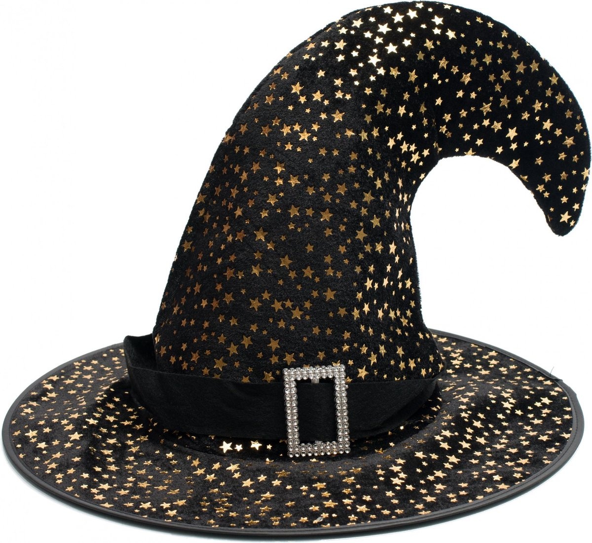 Hoed - Tovenaar - Heks - Zwart met goudkleurige sterren
