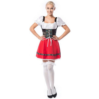 Partychimp Dirndl - Jurk - Martina - Rood, zwart, wit - S