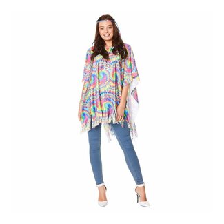 Partychimp Poncho - Hippie - Flower power- Regenboog - One size