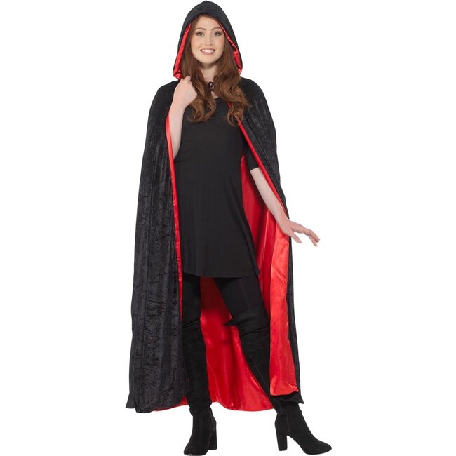 Partychimp Cape - Met capuchon - Zwart rood - Luxe - One size