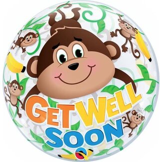 Qualatex Folieballon - Get well soon - Aap - Bubble - 56cm - Zonder vulling