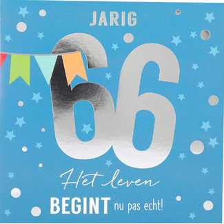 Depesche Kaart - Leeftijd & muziek - 66 jaar - Het leven begint nu pas echt - Blauw - 049A.