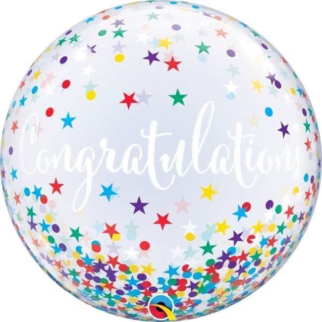 Qualatex Folieballon - Congratulations - Sterren - Bubble - 56cm - Zonder vulling