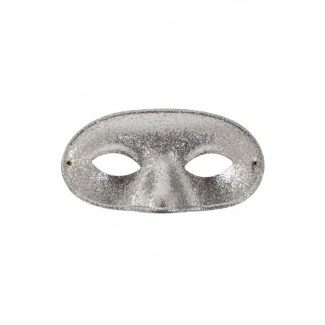 PartyXplosion Oogmasker - Domino - Zilver - Glitter