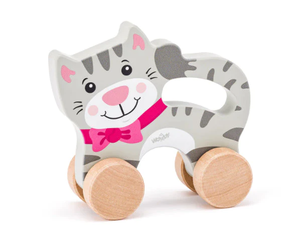 Kat - Op wielen - Met handvat - Hout