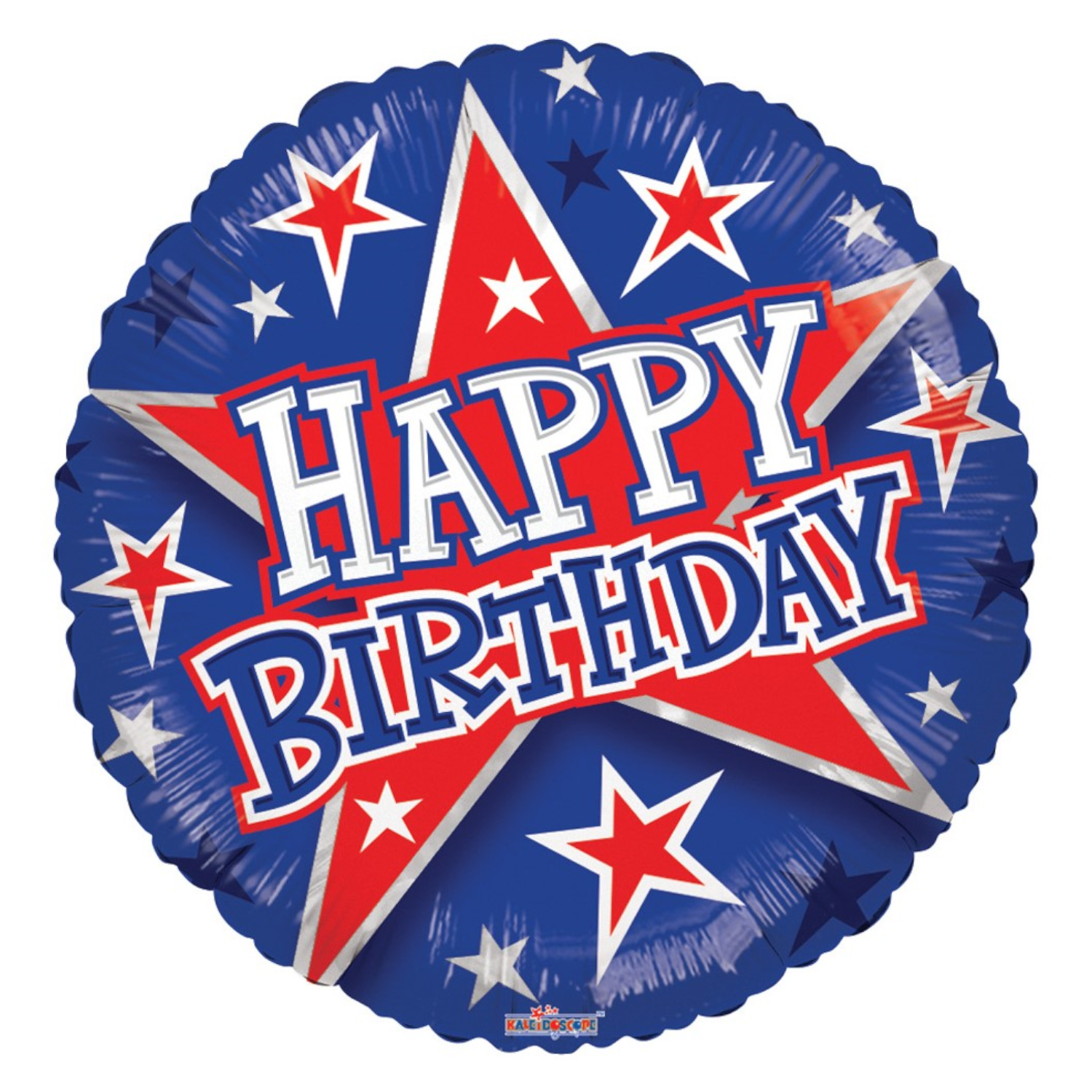 Folieballon - Happy Birthday - Sterren - Blauw/rood - 46cm - Zonder vulling
