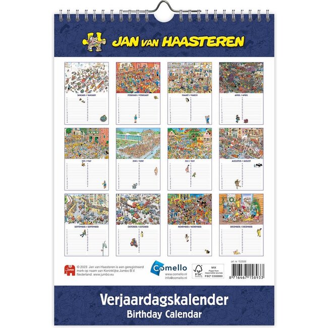 Verjaardagskalender - Jan van Haasteren - Kaasmarkt - 21x30cm