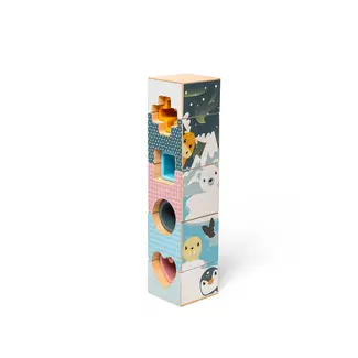 BigJigs Puzzel toren - Arctica - Hout & silicone - 24x 5.5x5.5cm - 9st.