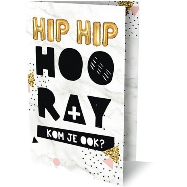Interstat Uitnodigingskaarten - Hip hip hooray - 6st.