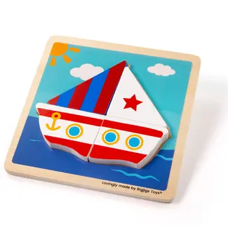 BigJigs Puzzel - Boot - Zeilboot - Extra dikke stukken - 4st.