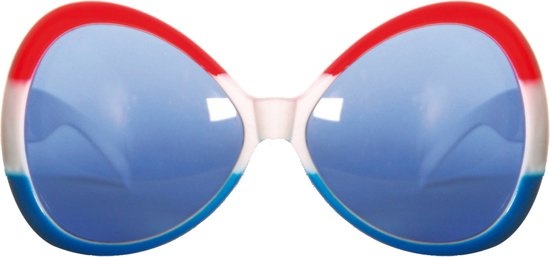 Bril - Rood, wit, blauw - Groot - 9x17,5cm