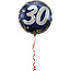 Folat Folieballon - 30 jaar - Zwart, zilver, goud -  45cm  - Zonder vulling*