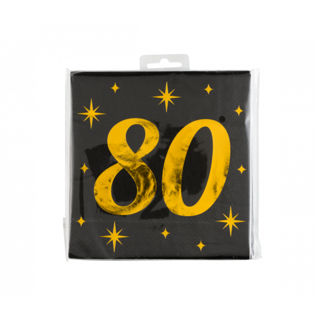 Paperdreams Servetten - 80 jaar - Goud, zwart - 33x33cm - 16st.