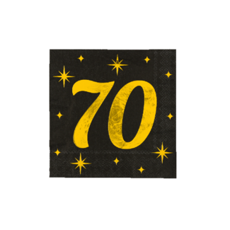 Paper Dreams Servetten - 70 jaar - Goud, zwart - 33x33cm - 16st.
