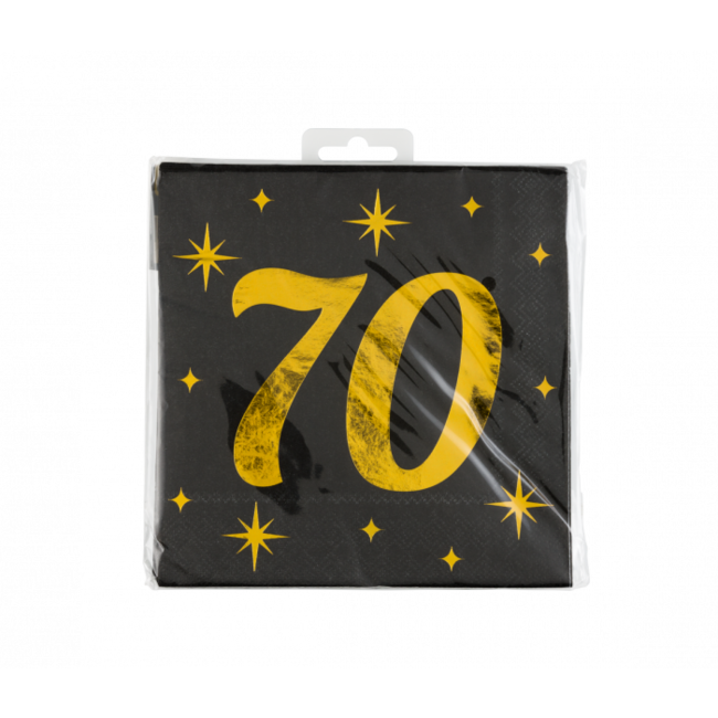 Paper Dreams Servetten - 70 jaar - Goud, zwart - 33x33cm - 16st.