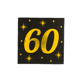 Paper Dreams Servetten - 60 jaar - Goud, zwart - 33x33cm - 16st.