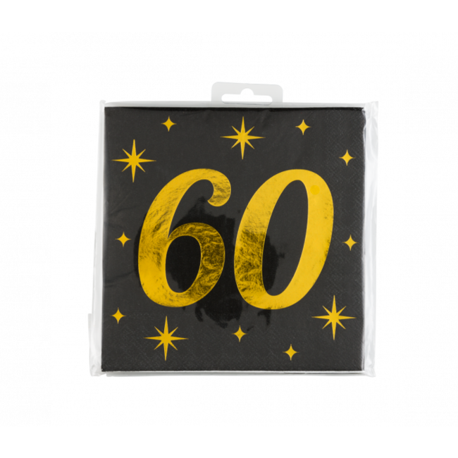 Paper Dreams Servetten - 60 jaar - Goud, zwart - 33x33cm - 16st.