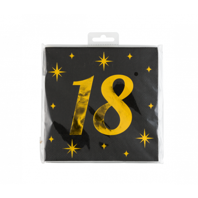 Paperdreams Servetten - 18 jaar - Goud, zwart - 33x33cm - 16st.